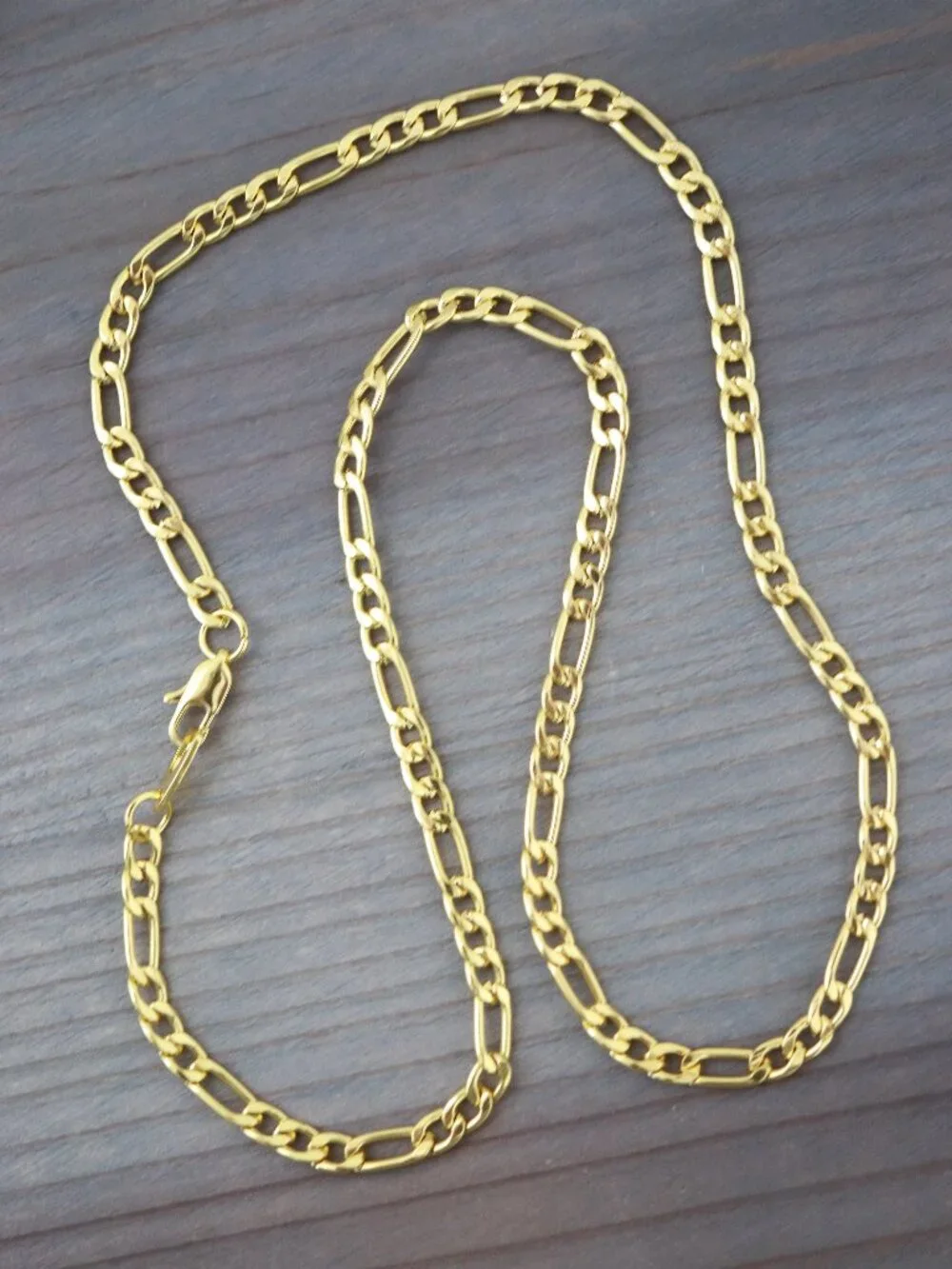 4.5mm Figaro Chain Necklace 18k Gold Plated Stainless Steel